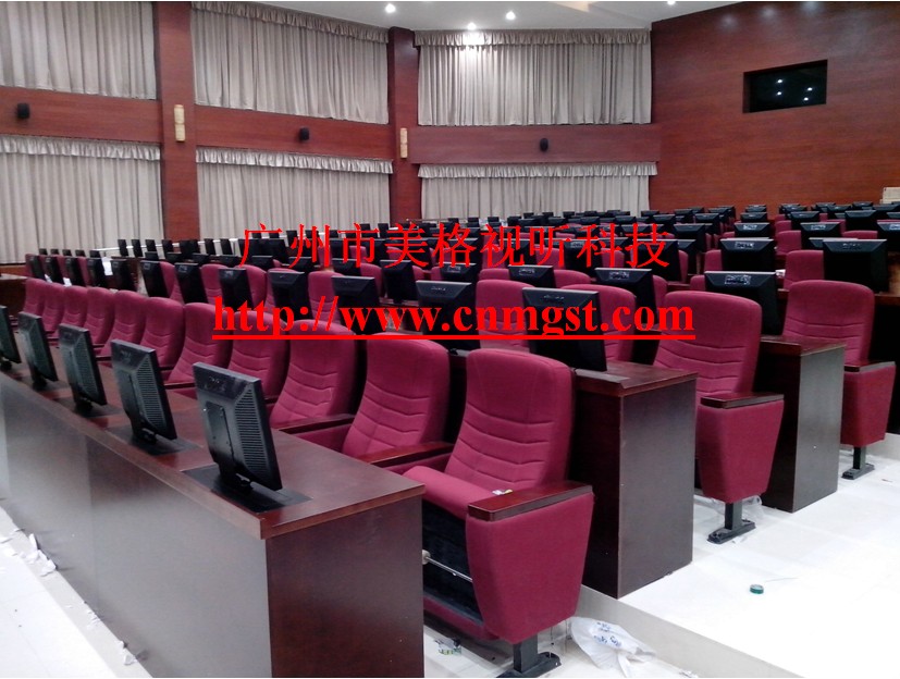显示器升降电脑桌电动升降电脑桌多媒体隐藏式会议桌(图1)